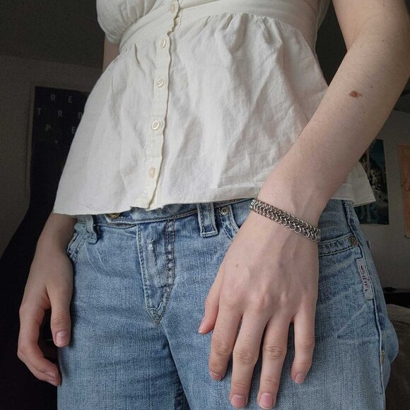 Modern Medieval Renaissance Revival Silver chain mail bracelet ✦ - Picture 5 of 10